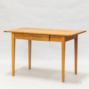 Contemporary Cherry Table with Drawer