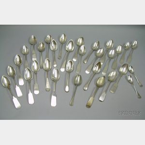 Approximately Twenty-nine Pieces of Coin Silver Flatware.