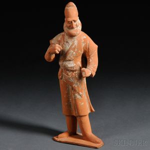 Funerary Red Pottery Figure of a Foreigner, Mingqi