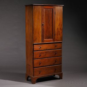 Shaker Pine Cupboard Over Four Drawers