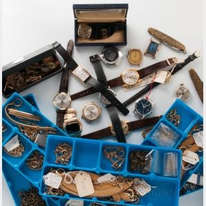 Thirteen Wristwatches, Chains, and Penknives from the Hamilton Watch Co. Service Center