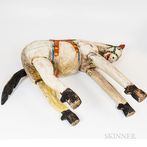 Vintage Mexican Carved and Painted Folk Art Horse