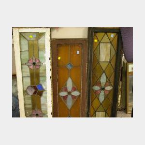 Three Architectural Leaded Glass Panels.