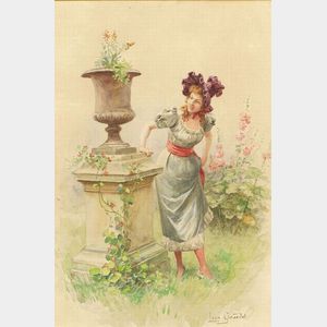 Leon Girardet (French, 1857-1895) Around the Flower Urn
