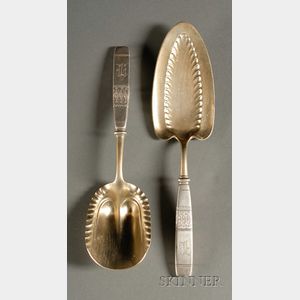 Pair of Tiffany & Co. Part-Goldwashed Sterling Flatware Servers