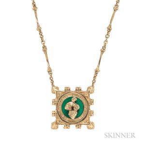 18kt Gold and Enamel Pendant Necklace, Salvador Dali