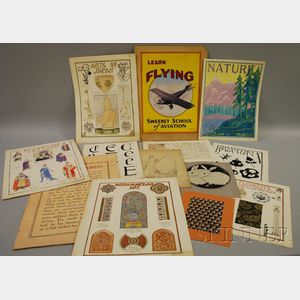 Group of Eleanor Sawyer Artwork and a Manson Gordon Illustration Learn Flying, Sweeney School of Aviation