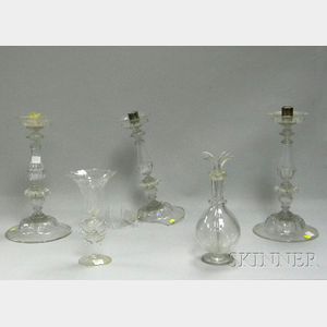 Five Colorless Glass Decorative Items