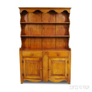 Colonial Revival Carved Pine Open Cupboard