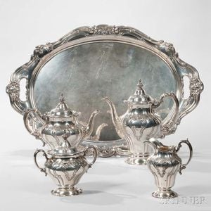 Five-piece Gorham "Chantilly" Pattern Sterling Silver Tea and Coffee Service