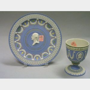 Wedgwood Three-Color Solid Jasper Bicentennial Footed Cup and Plate.