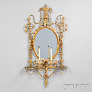 George III Giltwood and Composite Mirror with Two-light Armature