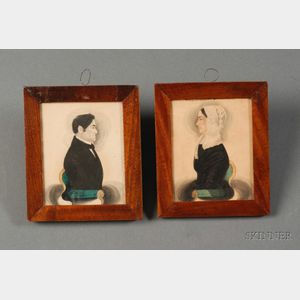 Attributed to James Sanford Ellsworth (American, 1802/03- 1874) Pair of Portrait Miniatures of Henry and Elizabeth Crawford.