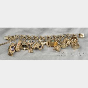 14kt Gold Gem-set Charm Bracelet