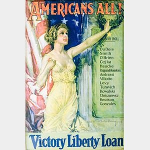 Framed Howard Chandler Christy Americans All! Victory Liberty Loan Poster