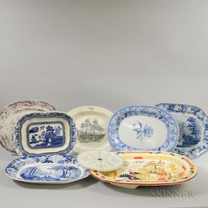 Eight English Transfer-decorated Ceramic Platters