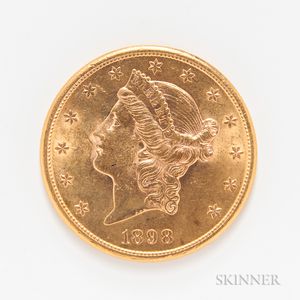 1898-S $20 Liberty Head Gold Coin. 