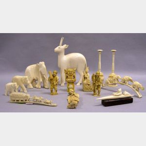 Fourteen Assorted Carved Ivory Items