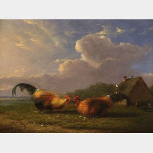 Franz Van Severdonck (Belgian, 1808-1889) Barnyard Fowl
