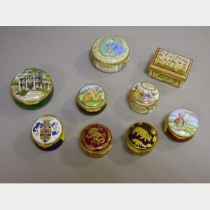 Seven Halcyon Days Enamel Boxes and Two Others