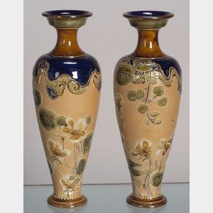 Pair of Royal Doulton Stoneware Slater's Patent Vases
