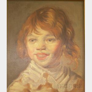 Framed Oil on Panel Portrait of a Laughing Child by Aiden Lassell Ripley (American, 1896-1969),After Fran...