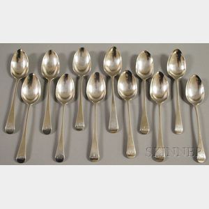 Twelve English Sterling Silver Spoons