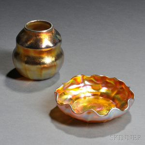 Tiffany Favrile Sweetmeat Dish and a Vase