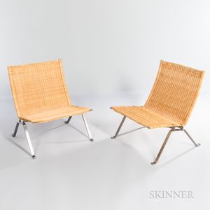 Pair of Poul Kjaerholm (Danish, 1929-1980) PK 22 Wicker Lounge Chairs by Fritz Hansen