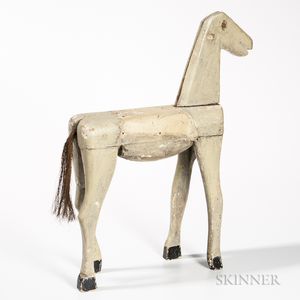 Carved and White-painted Folk Art Figure of a Horse