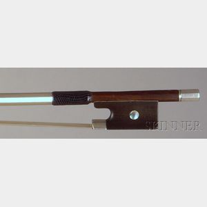 French Silver Mounted Violin Bow, Cuniot-Hury Workshop, c. 1900