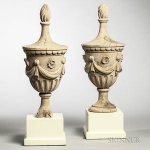 Pair of Carved Urn Architectural Finials