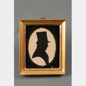 Silhouette Portrait of a Gentleman Wearing a Top Hat