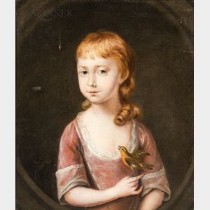 Arthur Devis (British, 1712-1787) Young Girl with a Goldfinch