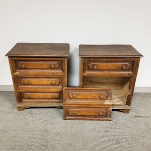 Pair of Renaissance Revival Walnut Cabinets with Faux Drawers