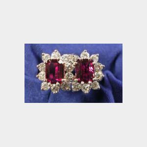 18kt Gold, Ruby, and Diamond Twin-stone Ring