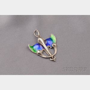 Arts & Crafts Silver and Enamel Pendant, William H. Haseler