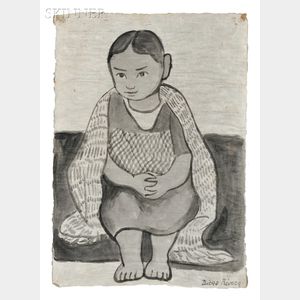 Diego Rivera (Mexican, 1886-1957) Portrait of a Seated Young Girl