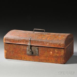 Gilt Tooled Leather-covered Wood Dome-top Box