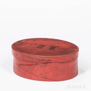 Red-painted Oval Pantry Box