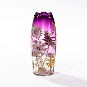 French Art Nouveau Enameled Glass Vase