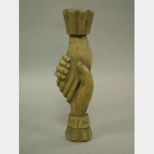 Carved Wood Clasped Hands Plaque.