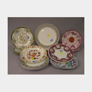 Seventeen Assorted Wedgwood Ceramic Plates and Two English Pink Lustre Plates.