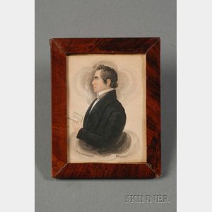 James Sanford Ellsworth (American, 1802/03- 1874) Portrait Miniature of a Gentleman Holding a Book.