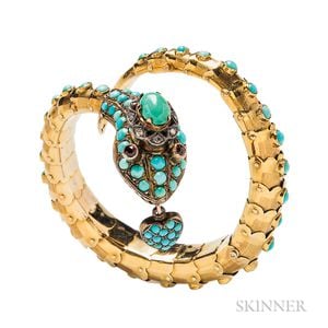 Gold and Turquoise Snake Bracelet