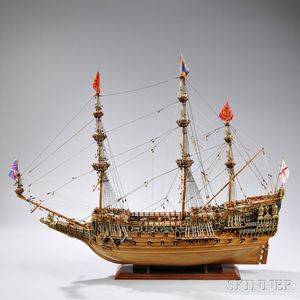 Painted Wooden and Gilt-metal-mounted Model of HMS Sovereign of the Seas