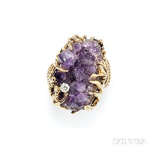 18kt Gold and Amethyst Rough Ring
