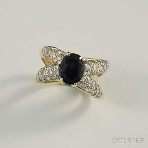 14kt Gold, Sapphire, and Diamond Cocktail Ring