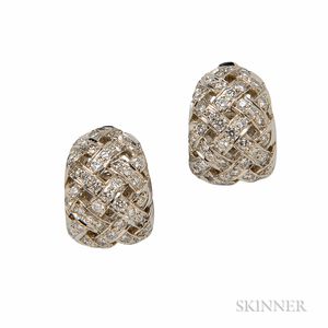 Platinum and Diamond "Huggie" Earrings, Tiffany & Co.
