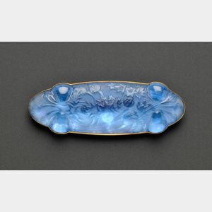Molded Blue Glass Brooch, Lalique